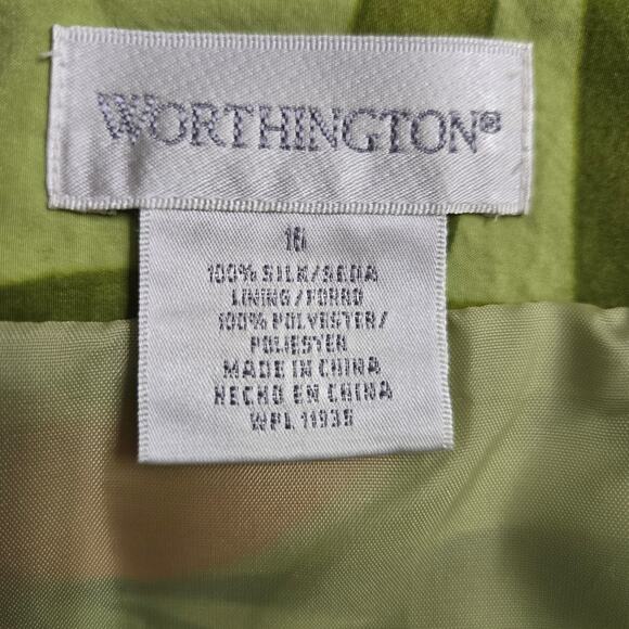 Worthington Vtg Green Floral Silk Hawaiian Tropic Vacation Resort Midi Skirt 10 - Picture 6 of 9